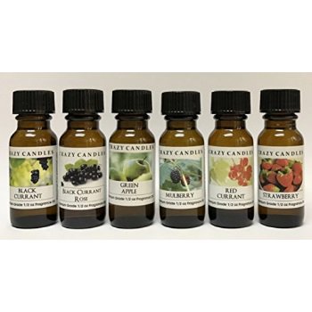 Crazy Candles 6 Bottles Set, 1 Black Currant, 1 Black Currant Rose, 1 Green Apple, 1 Mulberry, 1 Red Currant, 1 Strawberry 1/2 F