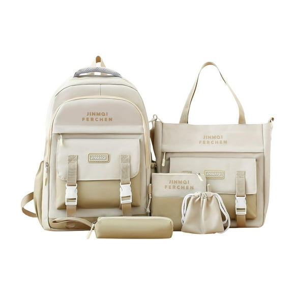 School Bag Set Backpack Rucksack Backpack For Teenagers Boys Junior High School Beige