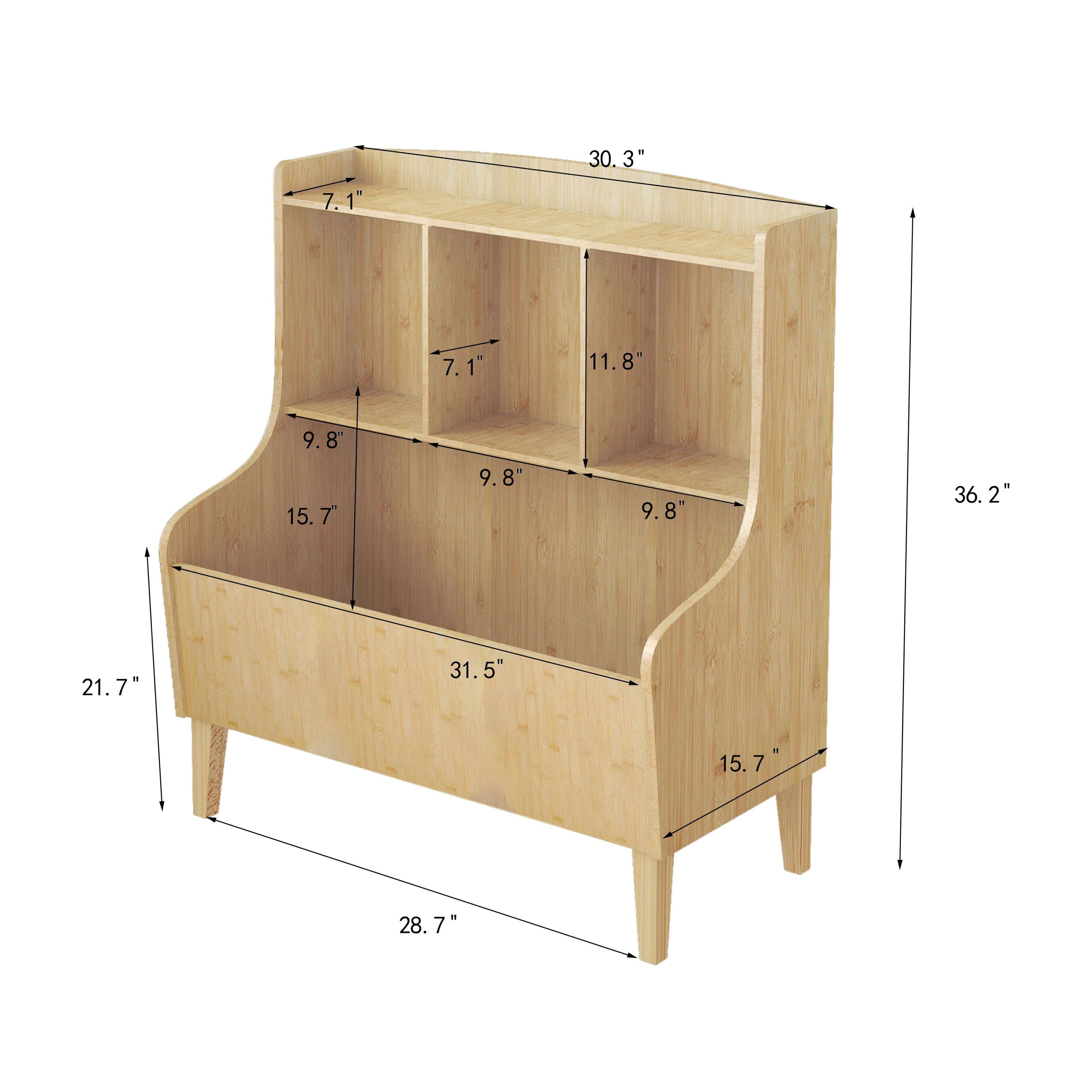 BALANBO Toy Storage Organizer, Kids Bookshelf Market Bin Cubby, Toy Chest for Playroom, Natural
