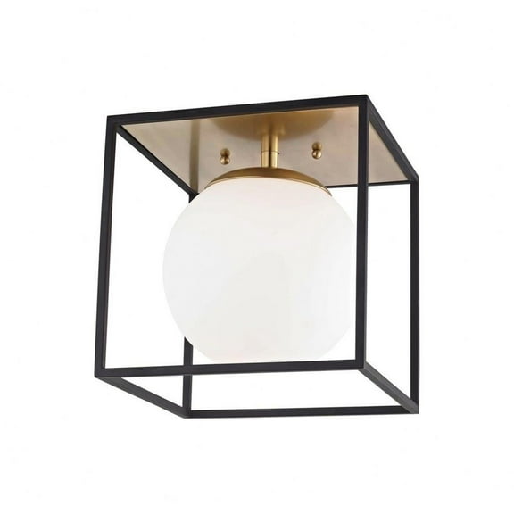 -One Light Large Flush Mount in Style-14 inches Wide By 14 inches High-Aged Brass Black Finish Bailey Street Home 735-Bel-2692945