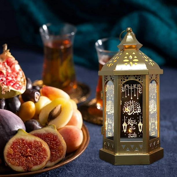 2 Pcs Ramadan Candle Lantern, Ramadan Festival Table Light LED Eid Mubarak  Lamp Exquisite Plastic Decoration Battery Powered Home Festival Decoration