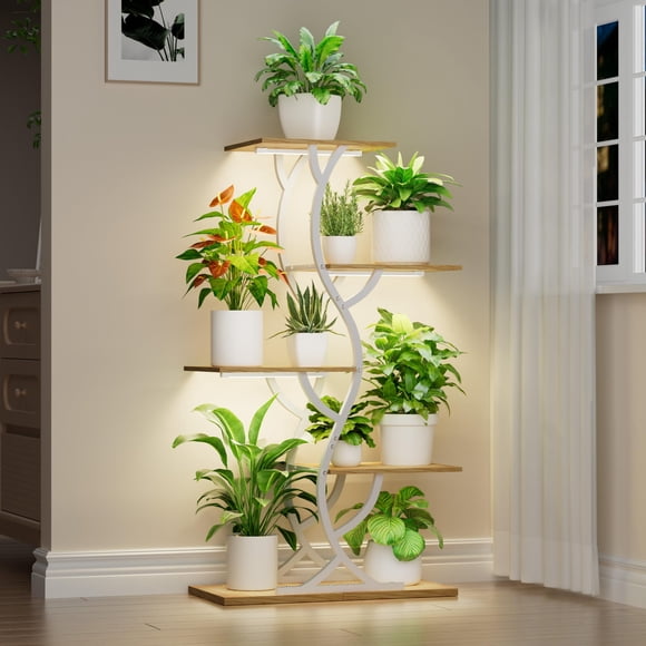 Soporte para plantas de interior EVAWOO de 44 cm de alto con luces de cultivo de 5 niveles