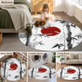 thumbnail image 5 of Round Rugs 5Ft, Black White Botanical Round Area Rug Washable Indoor Throw Carpet, Red Moon Ink Wash Art Soft Non Slip Circle Rug for Cabinet Bathroom Home Decor Aesthetic, 5 of 8