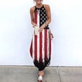 thumbnail image 2 of Día de la Independencia Mujer Verano Casual Sin Mangas Cuello Halter Tirante Falda Abertura Maxi Vestido Estampado Pompotops qwe13637, 2 of 4