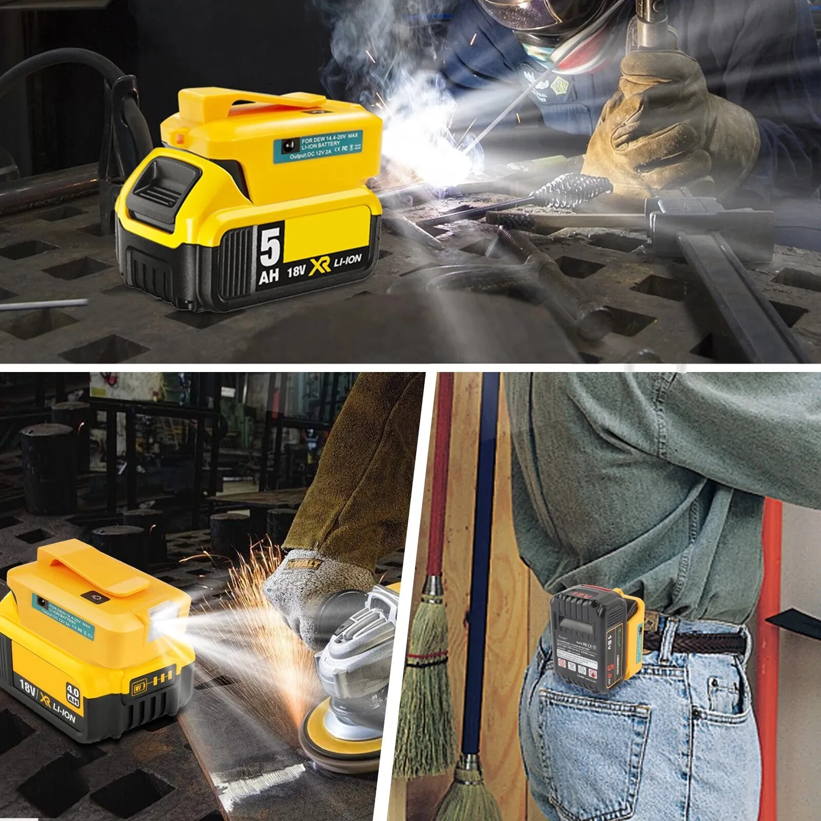 USB Power Charger Adapter Converter For Dewalt 18V 20V Type-C LED Work Light