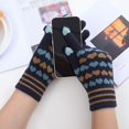 thumbnail image 4 of Otqutp Women's Cold Weather Mittens Gloves Warm Stretch Knitted Gloves Mittens Winter Keep Warm Knitting Heart Printing Golves Students Outdoor Riding Hiking Mittens(Navy,One Size), 4 of 4