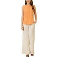 thumbnail image 3 of INSPIRE CHIC Mother's Day Women's Sleeveless Blouse Ruffled Pleated Wear-to-Work Chic Blouse S Orange, 3 of 8