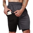 thumbnail image 4 of Ultra Performance 3 Pack Mens 2 in 1 Athletic Running Shorts 7 inch Inseam Workout Gym Compression Shorts for Men, 4 of 6