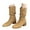 Khaki, variant on Slouchy Cowboy Boots for Women Suede Stacked Heel Split Toe Pull on Mid Calf Booties Casual Western Cowgirl Fall Boots