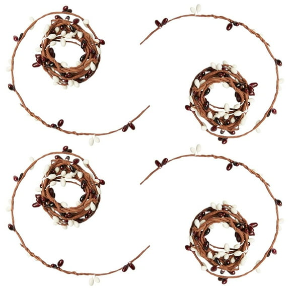 6pc Berries and Cream Pip Berry Rope Garland 6' Rolls - for Christmas and Winter Decor - Factory Direct Craft