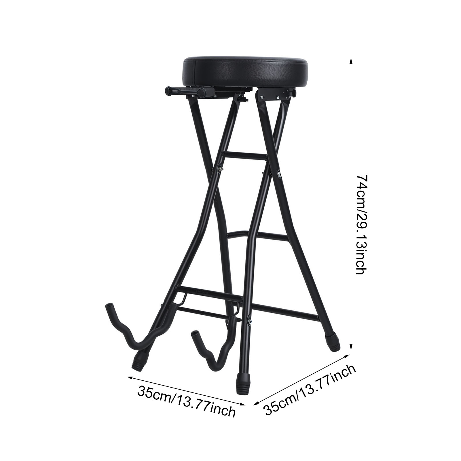 Queroig Guitar Stool with Padded Seat, Collapsible Chair with Guitar Stand, Retractable Hook, Adult Portable Folding Stool