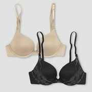 2 Pack Push Up Lace Wing Bra