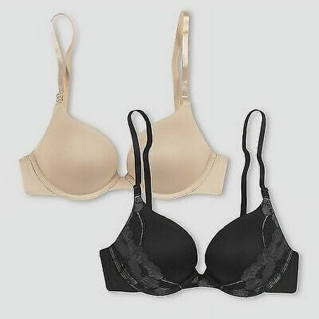 2 Pack Push Up Lace Wing Bra