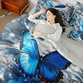 thumbnail image 4 of Castle Fairy Kids Teens Adults Flying Blue Butterfly Twin Bedding Sets 7-Piece,Sparkling Waves Bedding Comforter Set Microfiber,Dreamy Princess Breathable Sheet Sets,Lightweight Room Decor, 4 of 8
