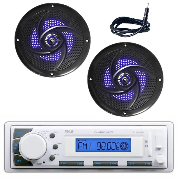 Pyle PLMR20W Marine Stereo Radio Headunit Receiver, 5.25 180W Low