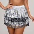 thumbnail image 2 of XIAOCHA Womens Sequin Fringe Mini Skirt Fitted High Waist Shiny Skirt Sparkly Glitter Party Skirts, 2 of 4