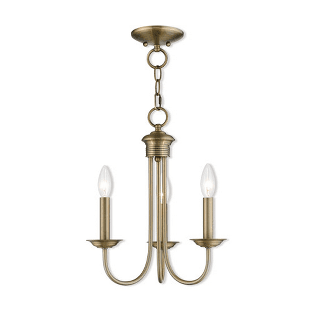 Light With Antique Brass Candelabra, Mini Brass And Crystal Chandelier