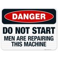 thumbnail image 1 of Do Not Start Men Are Repairing This Machine Sign, OSHA Danger Sign, 18x24 Reflective Aluminum EGP, 1 of 1