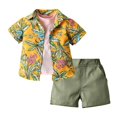 thumbnail image 3 of GYRATEDREAM Boys 3-pieces Summer Hawaiian Button Down Shirts and Short Sets with Short Sleeve Top Clothing Outfits Sets for 100CM, 3 of 5