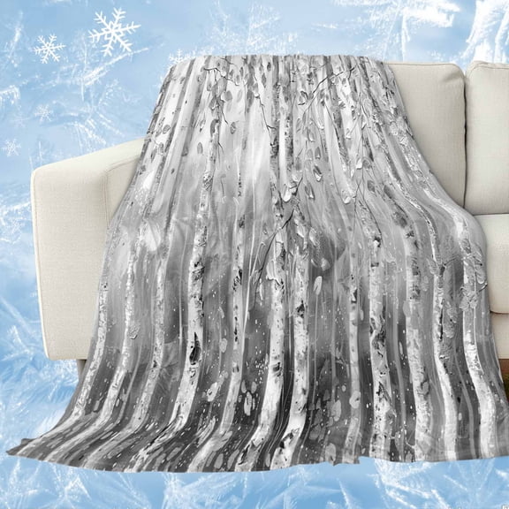 Grey Forest Cooling Blanket, Lightweight Breathable Summer Throw Blanket with Double Sided Cold Effect, Modern Oil Painting Art Picnic Beach Blankets Bed Sheet for Hot Sleepers 50"x60"