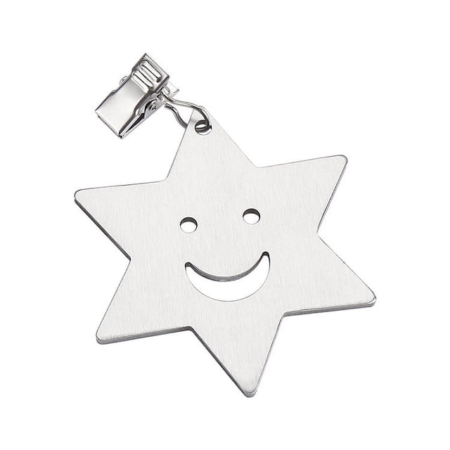 Nvzi Clip para mantel de acero inoxidable de 6 piezas, clip a prueba de viento para mantel de comedor,clip para mantel colgante (plata, colgante de estrella)