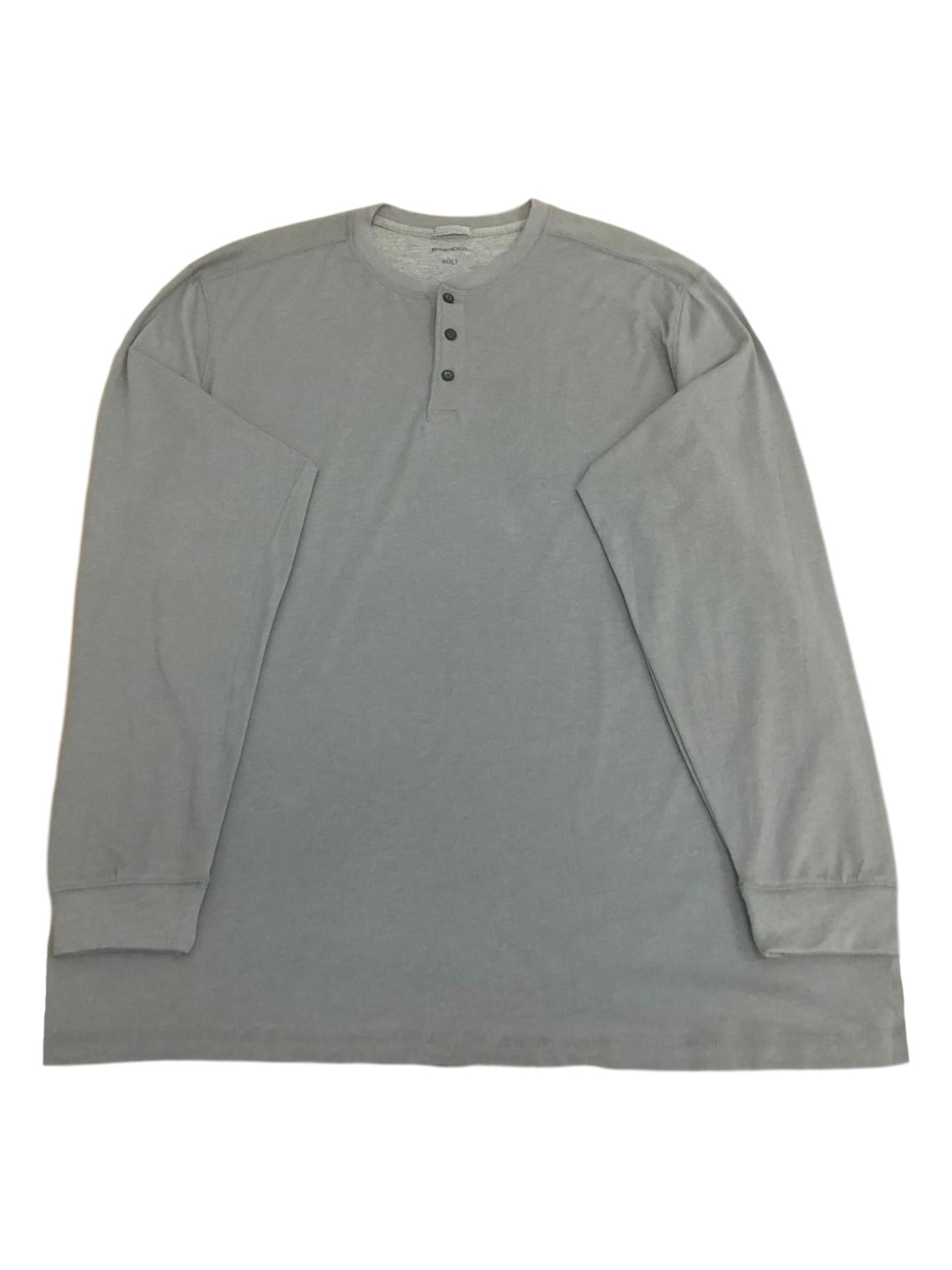 Northcrest - Mens Gray Long Sleeve Big & Tall Three Button Henley T ... Tall Long Sleeve T Shirts Mens