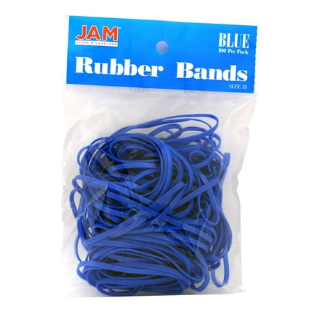 JAM Paper & Envelope Rubber Bands, Size 33, Blue Rubber Bands, 100/Pack