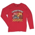thumbnail image 5 of Conquering Mom Life With Coffee and Wine Women's Long Sleeve T-shirt Trendy Motherhood Parenting Family Soccer Mama #momlife, 5 of 7