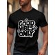 thumbnail image 1 of Camiseta de manga corta para hombre, estilo casual, con cuello redondo y texto "Good Vibes Only"., 1 of 8