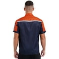 thumbnail image 2 of Doomiva Men Mechanic Uniform Shirt Contrast Color Short Sleeve Work Shirt Industrial T-shirts Orange&Navy Blue 175/XL, 2 of 7