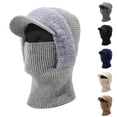 thumbnail image 4 of IDALL 3 in 1 Beanie Hat for Women, Womens Winter, Cold Knitted Hats Wind Resistant Hooded Scarf, Thick Plush-Lined Dark Gray One Size, 4 of 4