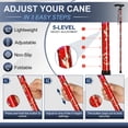 thumbnail image 4 of SupreGear Folding Walking Cane with T-Handle, Lightweight Adjustable Mobility Stick, 5 Height Settings,Red Floral, 4 of 8