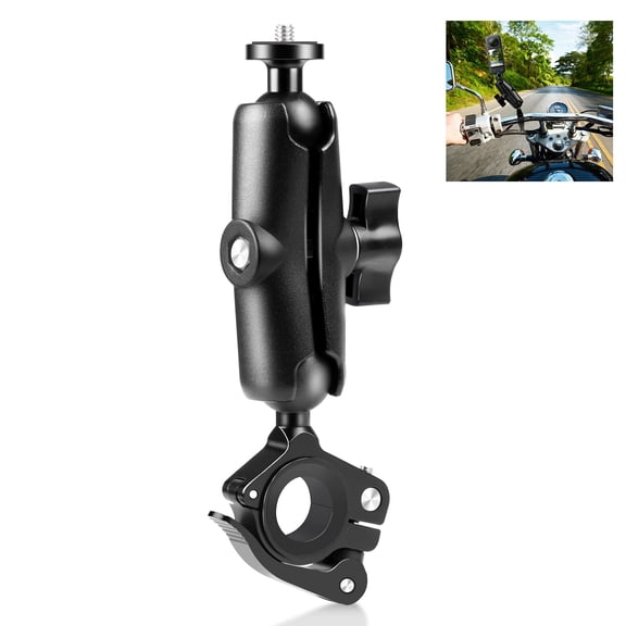 QKOO Motorcycle O-Clip Quick Release Clamp Handlebar Fixed Mount Holder for GoPro and Other