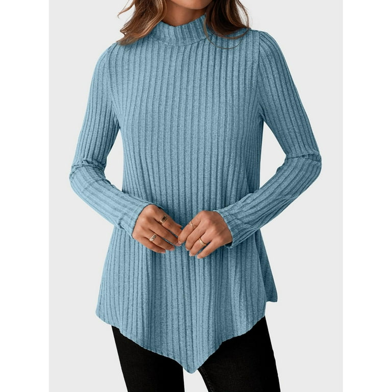 Posijego Women's Mock Turtleneck Sweater Long Sleeve Shirts Tunic