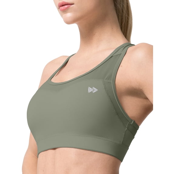 Yvette Women High Impact Sports Bras Plus Size Racerback Workout Bra for Large Bust Running Fitness,Light Green,Medium