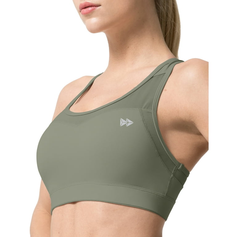 Yvette Women High Impact Sports Bras Plus Size Racerback Workout Bra for Large  Bust Running Fitness,Light Green,X-Large Plus 