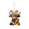 thumbnail image 2 of Wooowa Easter Acrylic Highland Cow Pendant, Creative Small Hanging Figurine, Holiday Decor for Door Window Garden, 2 of 7