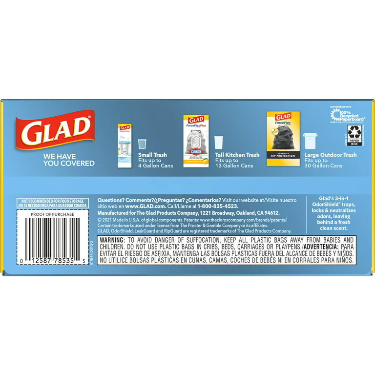 Glad Quick Tie 13 Gallon Tall Kitchen Trash Bags, 68 Bags
