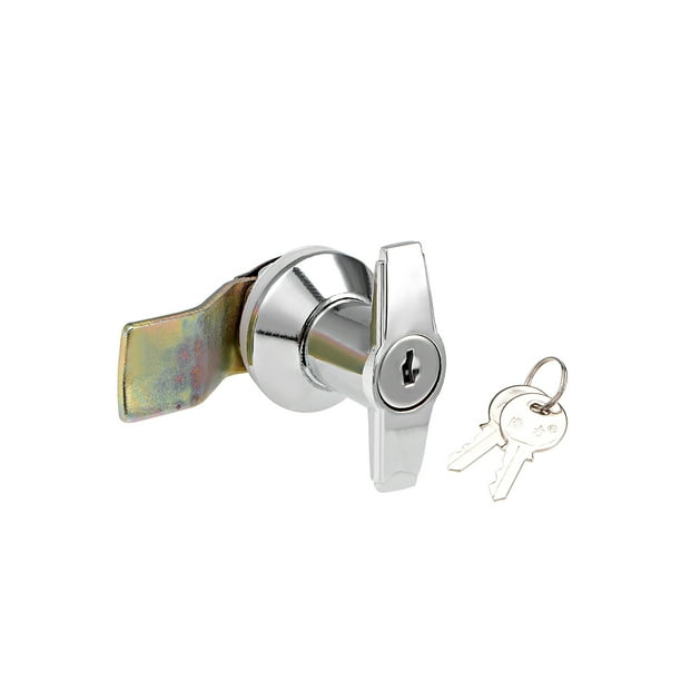THandle Cam Locking Latch Keyed Shell Lock Zinc Alloy Chrome Plated for Cupboard Door