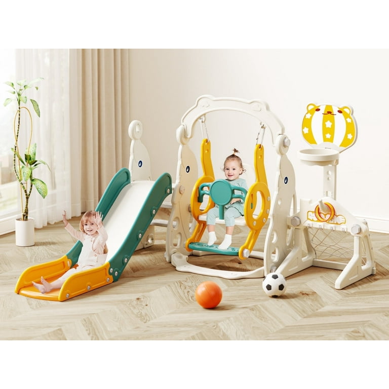 KORIMEFA Toddler Slide, 6 in 1 Toddler Playset - Upgrade with Kids