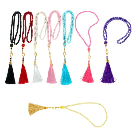 8 Pcs Islamics Prayer Beads Glass Tasbih Set for Mosque and Home Worship Use