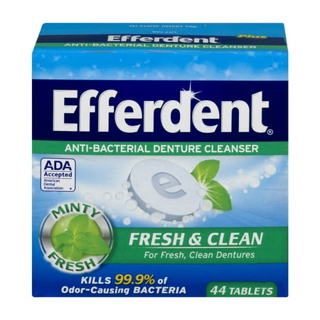 Efferdent Denture Cleanser, Plus Mint, Tablets, 44 Ct
