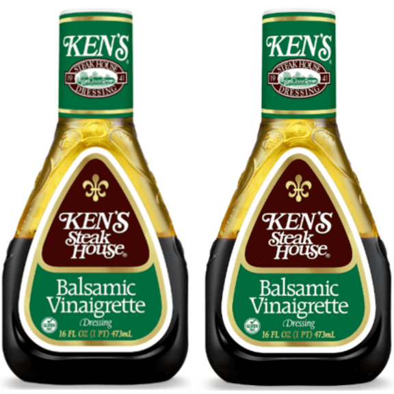 Ken's Steak House Balsamic Vinaigrette Dressing 16 fl oz -Pack of 2, Includes V2U Utensil Set