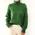 thumbnail image 3 of Women's Sweater Turtleneck Casual Long Sleeve V Neck Solid Loose Chunky Knit, Cozy and Fashionable, Ideal for Winter Gatherings and Daily Wear,Green,XL, 3 of 6