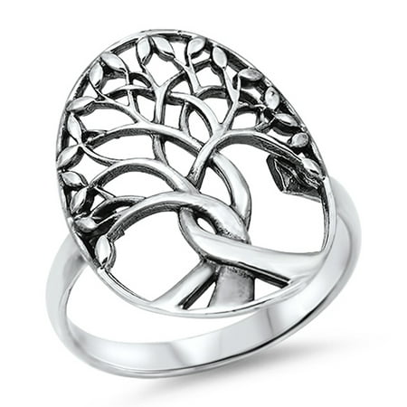 Sterling Silver Women's Cutout Tree of Life Ring (Sizes 3-14) (Ring Size