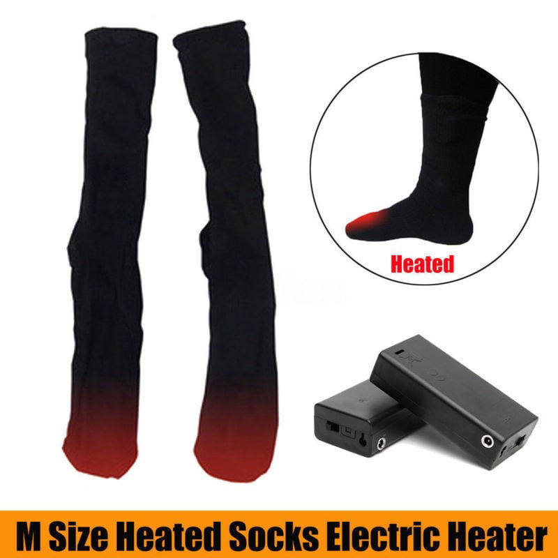 Electric Battery Heated Socks Feet Thermal Winter Warmer Heater Foot Shoe Boot 