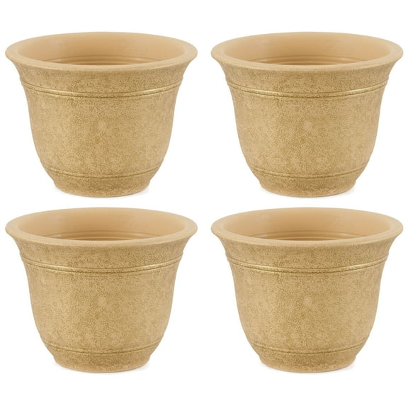 HC Companies Sierra 10 Inch Round Garden Planter Pot (4 Pack)