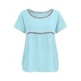 thumbnail image 2 of Delayuji Women's Linen Tshirt Crew Neck Short Sleeve Casual Tee Soft Comfy Versatile Top Summer Daily Wear, 2 of 6