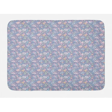 Floral Bath Mat, Botanical Romantic and Victorian Illustration of Mix Flowers in Pastel Tones, Plush Bathroom Decor Mat with Non Slip Backing, 29.5" X 17.5", Multicolor, by Ambesonne