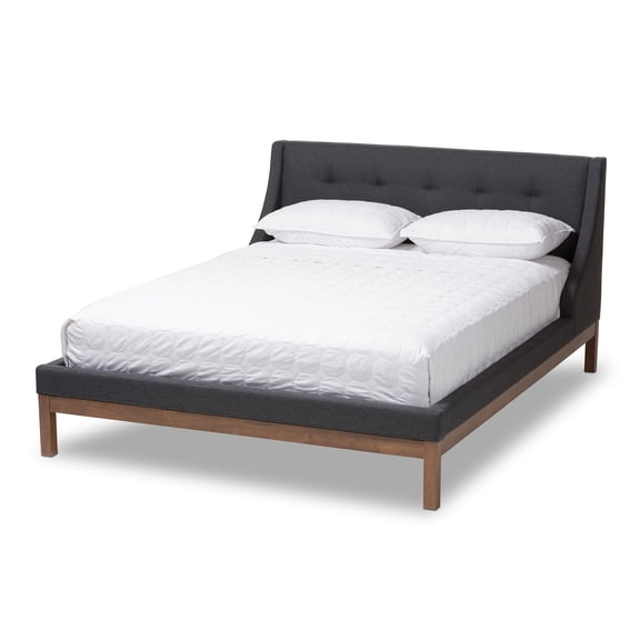 Baxton Studio Louvain Modern and Contemporary Fabric Upholstered Finished Wood Platform Bed, Multiple Colors, Multiple Sizes